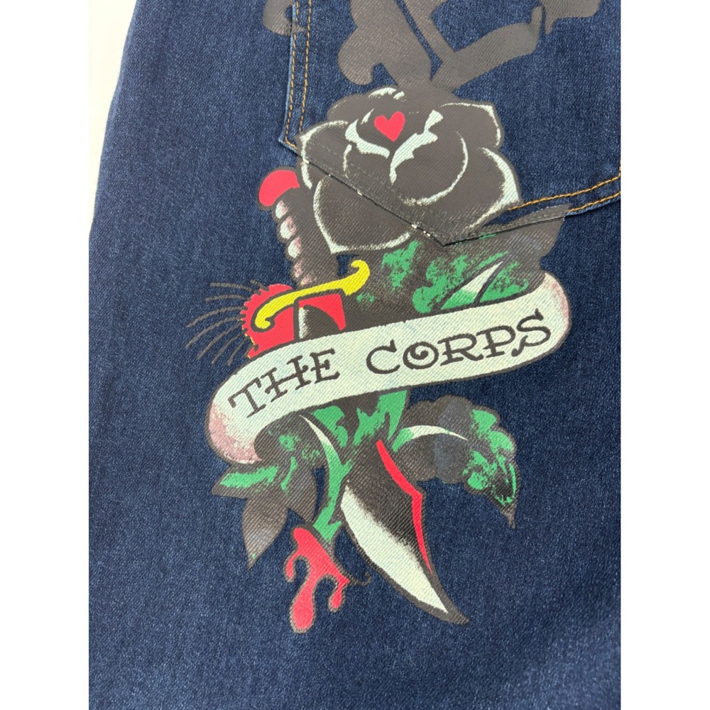 Ed Hardy Mens Tattoo Graphic Denim Jeans Dark Wash Straight Leg Size 36 NEW - Picture 3 of 16